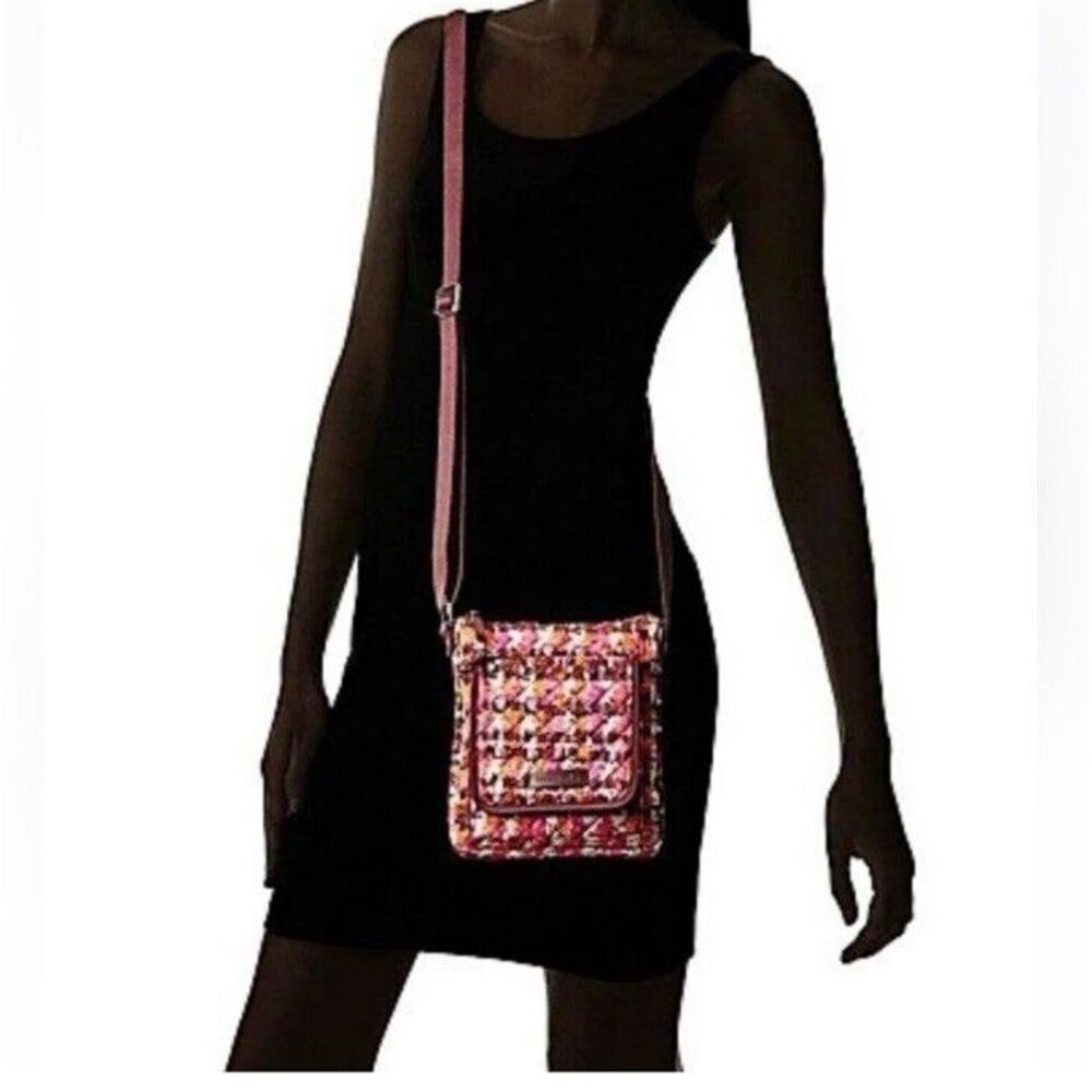 Vera‎ Bradley Iconic RFID Mini Hipster Houndstooth Tweed Pink Orange - Picture 2 of 11
